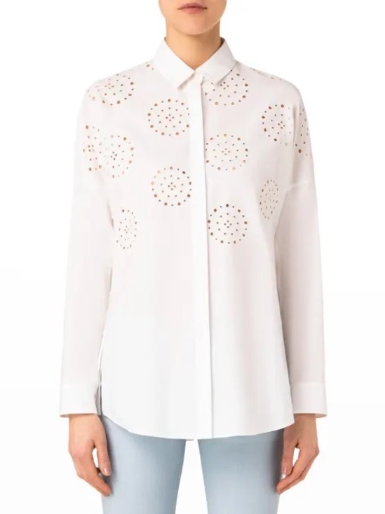 Akris Punto Tops - Akris punto Medallion Eyelet Embroidered
Blouse